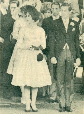 Ηριγκίπισσα Σοφία και ο Διάδοχος Κωνσταντίνος στις 8 Ιουνίου 1961 , στους γάμους του Δουκός του Κέν με την δεσποινίδα Κάθριν Γούρσλευ.