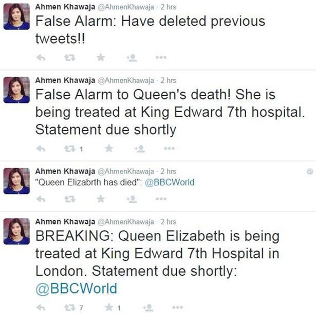 Tweets-from-a-BBC-reported-announcing-the-death-of-the-Queen