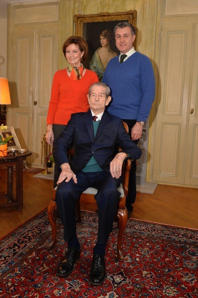 Aubonne le 24 janvier 2016. Le Roi Michel I De Roumanie avec la Reine Anne entourés de la Princesse Héritière Margareta et du Prince Radu ainsi que d'amis proches. © MORVAN ALAIN