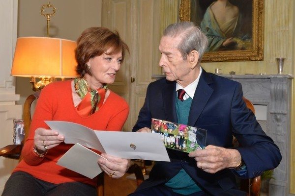 Aubonne le 24 janvier 2016. Le Roi Michel I De Roumanie avec la Reine Anne entourés de la Princesse Héritière Margareta et du Prince Radu ainsi que d'amis proches. © MORVAN ALAIN